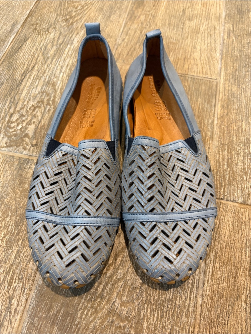 Spring Step Women's Kapri Woven Slip-On Flats in Light Blue size 40 US 9